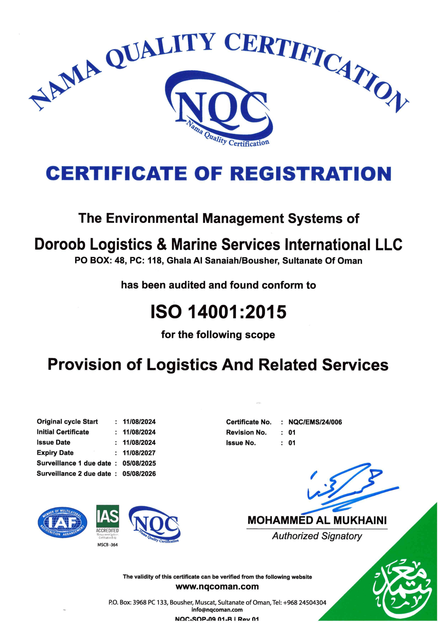 Certificate Of Registration